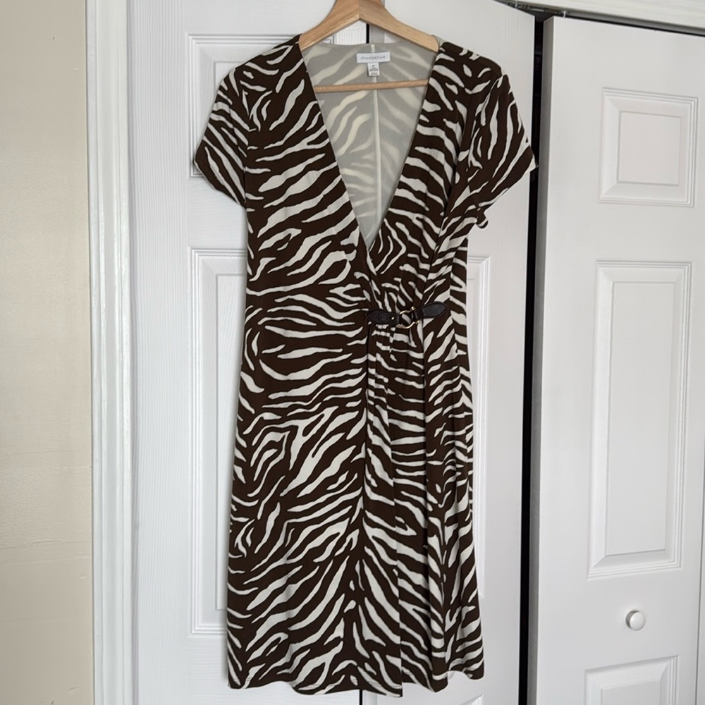 Charter Club animal print dress.  V-neck.  Size M